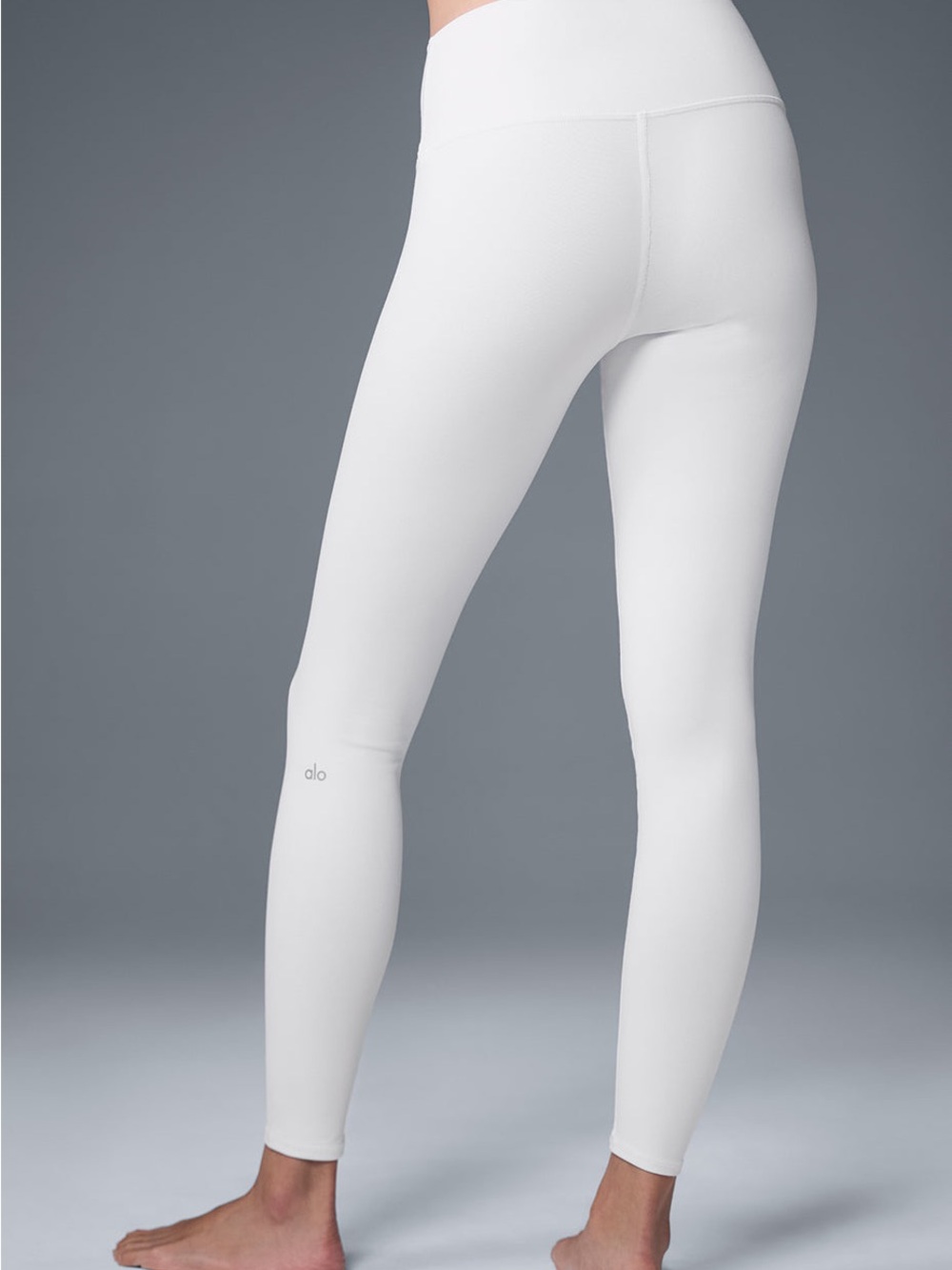 ALO White Leggings with Subtle Logo